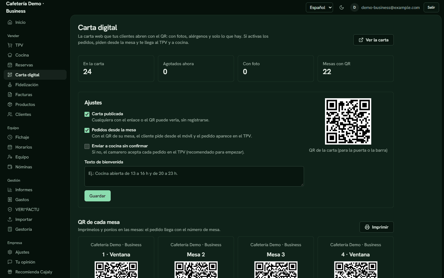 Así se ve: Carta digital y pedidos QR