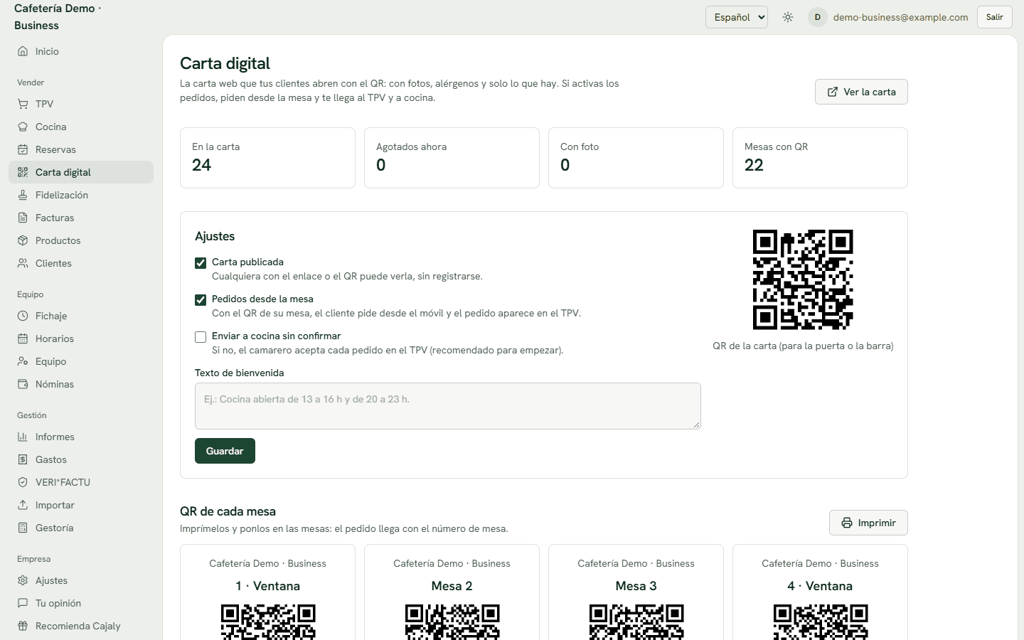 Así se ve: Carta digital y pedidos QR