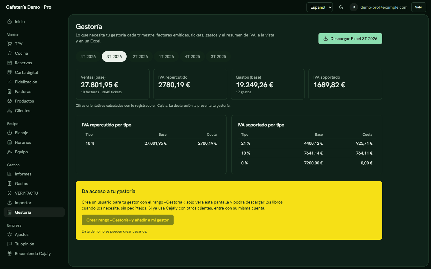 Así se ve: Gestoría e importar datos