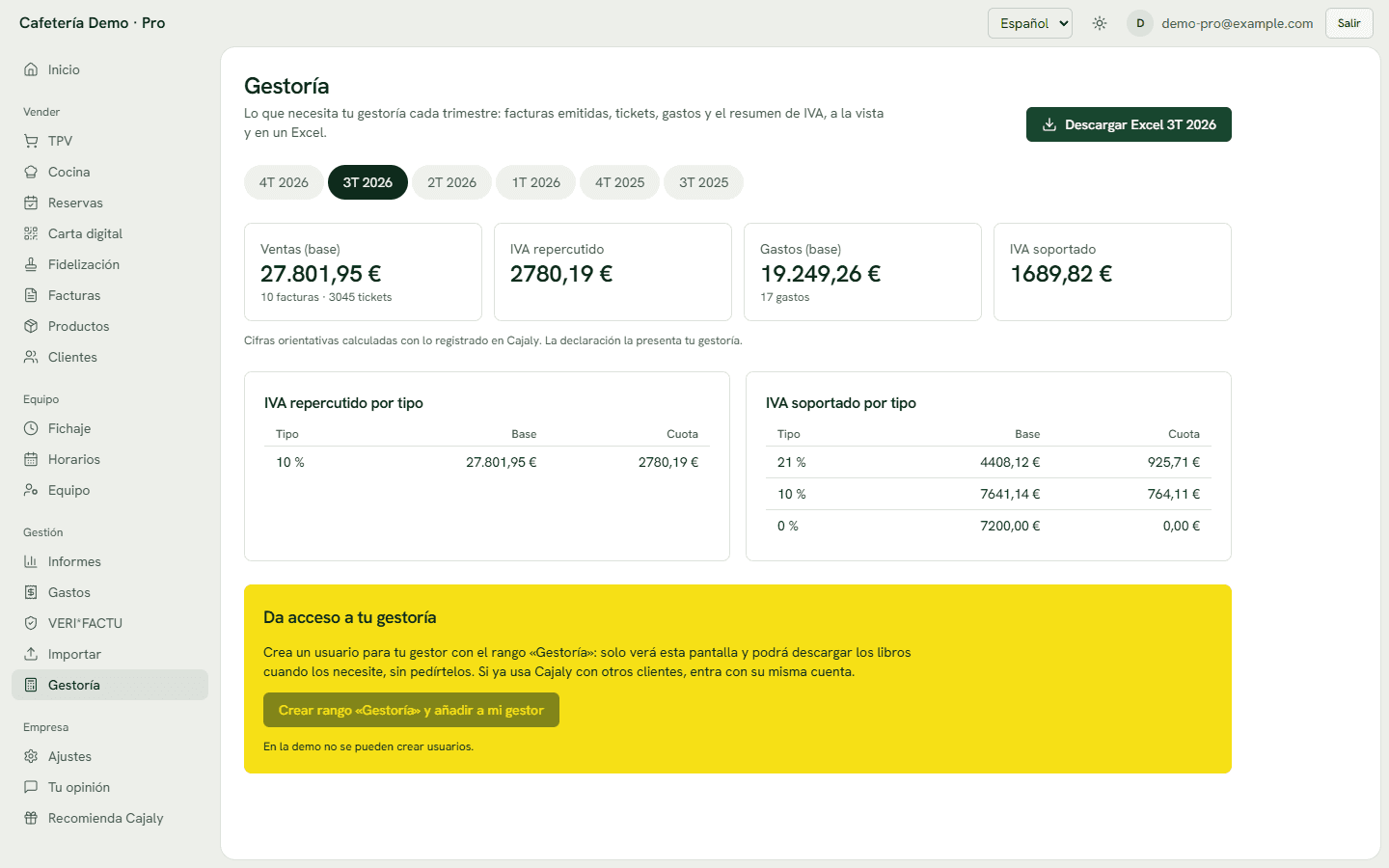 Así se ve: Gestoría e importar datos
